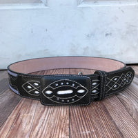 Leather Embroidered Western Belt