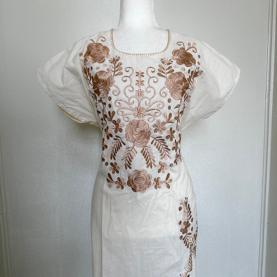 Floral Embroidered Midi Dress ( L )