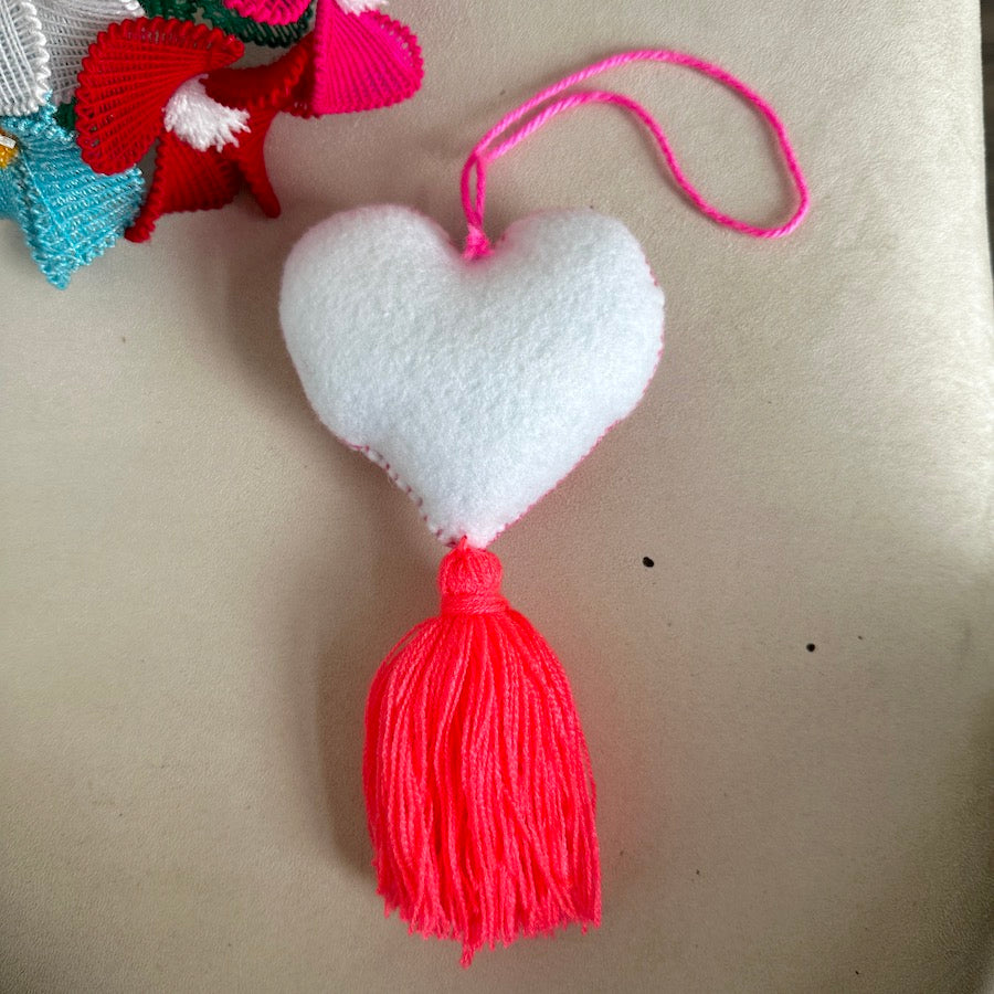 Evil Eye Embroidered Heart Tassel